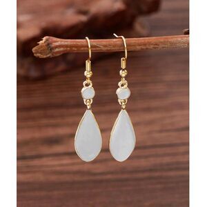 ❄️ White Enamel Gold Teardrop Dangle Earrings Drop Pendant Fashion Jewelry New